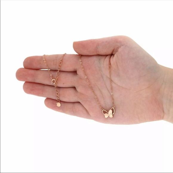 14K Yellow Rose White Gold Solid Silver Butterfly - Picture 3 of 4